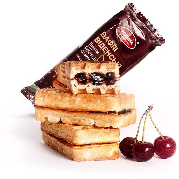 В.В. Вафлі бісквітні Віденські з вишневою нач.0,8кг /Родина/